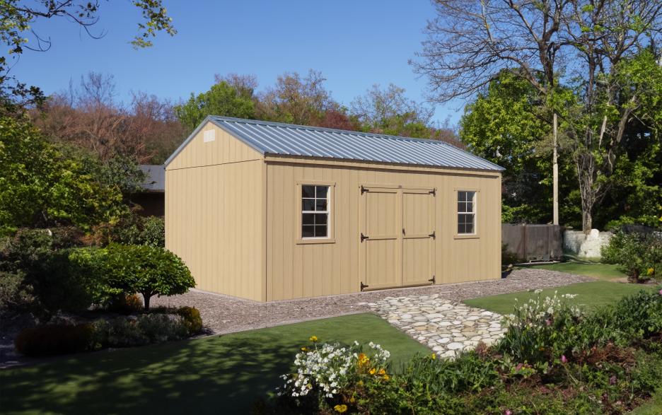 Compass Big Sky Express: primed LP barn siding, primed double doors, primed trim and galvalume roofing